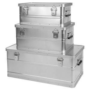 ONVAYA Alubox 3er Set stapelbar | Alukisten mit Deckel | Transportkiste | Aluminiumkiste | Aluminiumbox