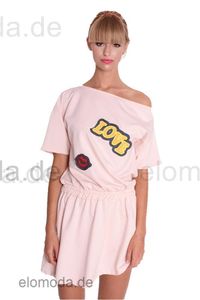 Damen Kleid Asymmetrisch Minikleid Sommer-Kleid S/M; Puderrosa