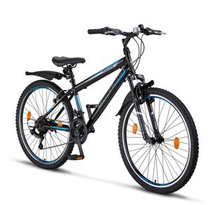 Chillaxx Bike Escape Premium Mountainbike in 24 und 26 Zoll Fahrrad für Mädchen Jungen Herren und Damen - 21 Gang Schaltung, Farbe:Schwarz-Blau V-Bremse, Größe:26 Zoll