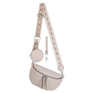 Bauchtasche  Umhängetasche Crossbody-Bag Hüfttasche Kunstleder Italy-Design BEIGE