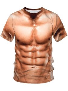 Herren Crew Neck T-Shirt Beach Muskelgedruckter Pullover Casual 3D Digital Print Basic Tee F272F,Größe:4Xl