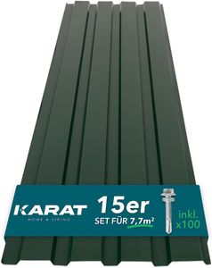 15 kusů trapézového plechu 115x45 cm profilový plech SET včetně 100 šroubů 7,7 m² stěnový plech střešní plech zelený