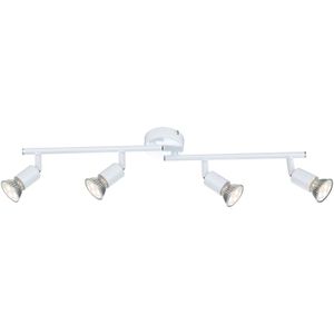 Globo Lighting Strahler Metall weiß, beweglich, Swivel auch in weiß, LxBxH: 580x80x165mm, inkl. 4x GU10 LED 3W 230V, 250lm Source, 250lm Output, 3000K