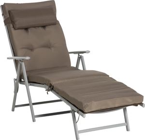 Zahradní lehátko 84B-184V01BN, slunečné lehátko, plážové lehátko, skládací, s polštářem, hnědé