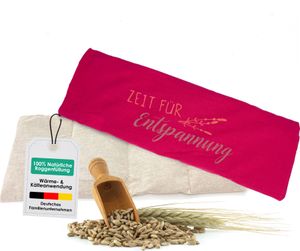 heimtexland ® Roggen Natur Körnerkissen Kälte- und Wärmekissen XL Nackenkissen 20x48 cm 100% Baumwolle 4 Kammern Typ752 Pink - Zeit für Entspannung