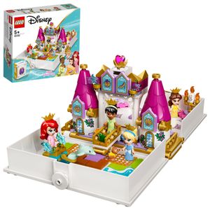 LEGO 43193 Disney Princess Märchenbuch Abenteuer mit Arielle, Belle, Cinderella und Tiana, Spielzeugschloss für Kinder, 4 Mikro-Puppen