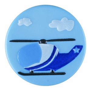 Kinderknopf Polyamid rund mit Hubschraubermotiv und Öse Dill Knöpfe Farben allgemein: Blau, Durchmesser: 15 mm