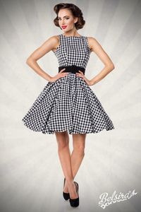 Belsira Damen Sommerkleid Partykleid Vintage Kleid Retro 50s 60s Rockabilly, Größe:XL, Farbe:schwarz/weiß