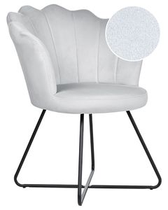 BELIANI Sessel Grau Samt Rund Muschel-Design mit Schwarzem Metallgestell Retro Wohnzimmer Schlafzimmer Flur Diele Möbel Ausstattung Sitzmöbel