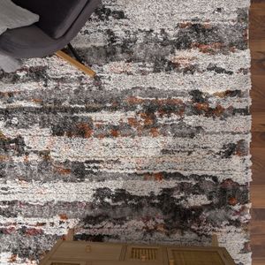 Hochflor Teppich Wohnzimmer Esszimmer Shaggy Vintage Abstraktes Muster Grösse 80x150 cm