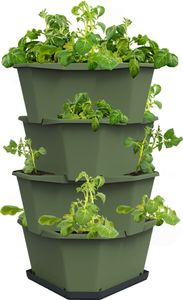 Gusta Garden PAUL POTATO selbstbewässernder Pflanzkübel 4 Schichten, dunkelgrün