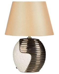 BELIANI Tischlampe Kupfer und Beige Porzellanfuß Stoffschirm langes Kabel mit Schalter Modern Glamourös