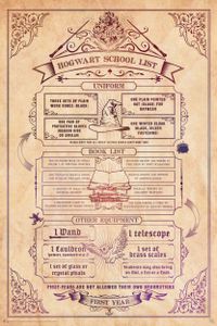 Poster Harry Potter School list 61x91.5cm