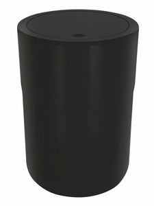 Spirella Design Kosmetikeimer "Cocco" mit Extra Ring für Müllbeutel Treteimer Schwingdeckeleimer Abfallbehälter mit Schwingdeckel 5 Liter (ØxH): 19 x 26 cm Schwarz
