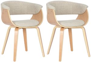 CLP 2er Set Stühle Bruce Stoff mit Polsterung und robustem Holzgestell, Farbe:natura/creme