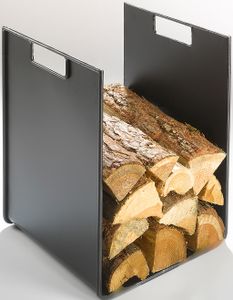 Kobolo Moderný kovový stojan na palivové drevo 44 cm vysoký čierny lakovaný