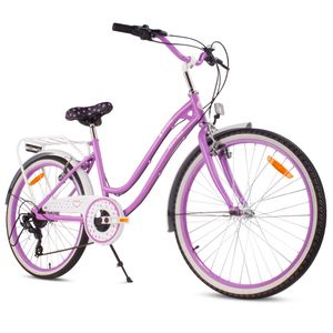 Dievčenský bicykel 24 palcov pre sväté prijímanie s SHIMANO 7-rýchlostným srdcovým bicyklom fialovej farby