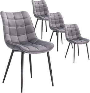 WOLTU 4 x stoličky do jedálne Čalúnené stoličky s operadlom, zamatové, svetlosivé