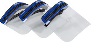 Abus Face Guard Gesichtsschutz mit breitem Visier aus Plexiglas - EN 166  - abwaschbar - geeignet für Brillenträger - 3er Set - 62849