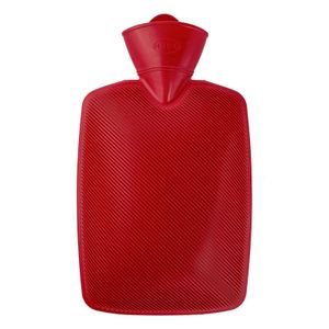 Klassik Wärmflasche 1,8L von Hugo Frosch, Bettflasche, Wärmekissen, Halblamelle, rot
