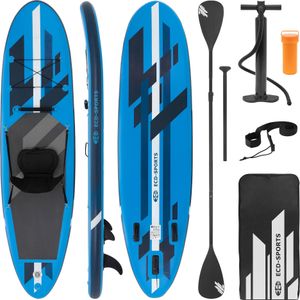 ECD Germany Nafukovací sedátko na kajak Stand Up Paddle Board, 320x82x15 cm, modré, PVC, do 120 kg, včetně pumpy Taška na přenášení Příslušenství