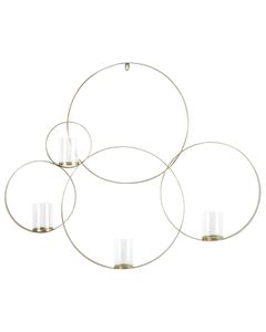 BELIANI Wandkerzenhalter Gold Metall 80 cm Rund Geometrisch mit 4 Glaszylindern Industrie Design für Wohnzimmer Schlafzimmer Esszimmer Flur Diele