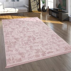Teppich Wohnzimmer Kurzflor Modernes Orientalisches Muster Waschbar Rosa, Grösse:120x180 cm