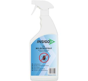 INSIGO 1L Anti-Milbenspray, Mittel gegen Milben Milbenbefall Milbenfrei Schutz gegen Eier auf Wasserbasis, fleckenfrei, geruchlos, mit Schnell- & Langzeitwirkung frei EX