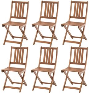 6x Balkonstühle 85cm Gartenstühle Akazie Holz Klappstuhl Holzstühle braun geölt, geschliffen