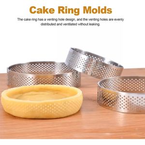 Dessert Tortenringe, 6er Set Tortenringe Edelstahl perforiert Tortenringe Kuchenwerkzeug für Mousse Pie Quiche Runde Kekse 6 x 2 cm Silber