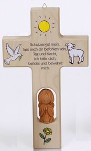 N414 Kinderkreuz  "Schutzeingel mein…" - Holz, 20 cm