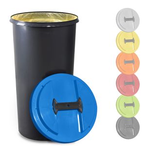 KUEFA BSC 60 Liter Müllsackständer, Mülleimer, Sammelbehälter mit Deckel und Befestigungsring für Gelben Sack (Blau)