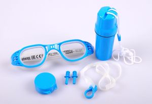 Bestway Schwimm-Set Schwimmbrille Nasenklammer Ohrstöpsel Strandbox Brille , Farbe:blau