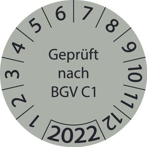 100 Stück "Prüfetiketten" 20 mm -selbstklebende "Einjahresprüfetiketten,  nach BGV C1, Startjahr: 2022" ES-PRBGVC1-1-2022-20-154-PE