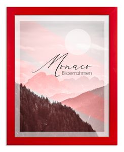Bilderrahmen Monaco - 42x59,4 cm (DIN A2), Rot Dekor, 1 mm Kunstglas klar