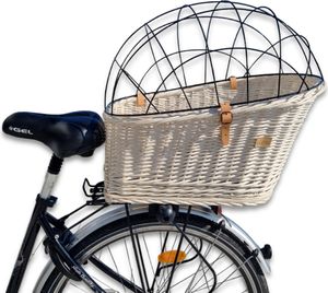 Fahrradkorb für einen Hund auf dem Gepäckträger, Weidenkorb, Fahrradkorb, Farbe Ecru 56x46x34cm - WikliBOX Fahrradkorb für einen Hund auf dem Gepäckträger, Weidenkorb, Fahrradkorb, Farbe Ecru 56x46x34cm - WikliBOX
