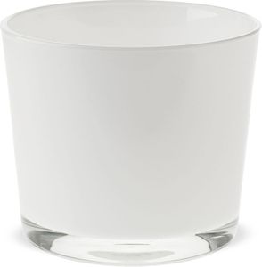 Glastopf rund Pflanzgefäß Teelichtglas Glas weiß Ø 14,5 cm