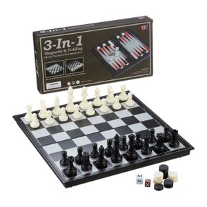 relaxdays 3-in-1 Schachspiel magnetisch