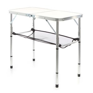 Toboli Campingtisch Weiß 80x40cm höhenverstellbar auf 31/45/56/70 cm Aluminium Klapptisch Falttisch Outdoor klappbarer Tisch für Camping, Garten und Balkon