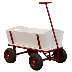SUNNY Billy Beach Wagon Bollerwagen in Rot | Kinder Handwagen aus Holz mit Luftreifen | Belastbar bis 100  kg | 94x61x97cm