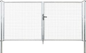 Alberts Wellengitter-Doppeltor mit Zubehör, Breite 300 cm, Höhe 150 cm, feuerverzinkt, zum Einbetonieren, Pfostentärke 60 mm