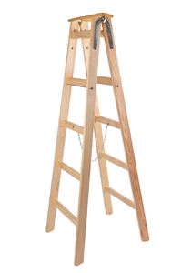 Leiter 2x5 Sprossen Holzleiter  + Plattform