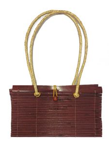 Tasche aus Bambus im japanischen Stil, Umhängetasche, Farbe:bordeaux-rot