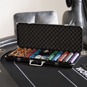 HOME DELUXE - Pokerkoffer NO LIMIT - hochwertiger Aluminiumkoffer, Wasserfeste Karten, 500 Pokerchips inkl. Small- & Big Blind Button I Pokerset Pokerchips Pokerdeck