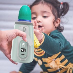 Tragbarer Flaschenwärmer, USB-Flaschenwärmer für Muttermilch und Formel mit LCD-Display, schnelles und genaues Erwärmen von Babyflaschenwärmern für Auto und Reisen,High Green,120mm