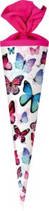 Schultüte 70 cm rund "Schmetterling 2016" für Mädchen mit Filzverschluss