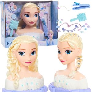 Luksusowa duża głowa księżniczki Disneya do stylizacji i czesania lalki Elsa Ice Kingdom + akcesoria