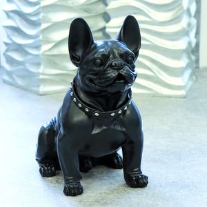 Casablanca Figur Bull Dog schwarz matt, Poly H.42, 5 cm  sitzend,m.Stachelhalsband