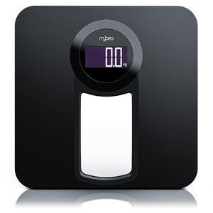 MyBeo Digitale Personenwaage Körperwaage - Badezimmer Waage im Slim Design - 6 mm Sicherheitsglas - großes LCD-Display, max. 150 kg, Messauflösung 0,1 kg, automatisches Ein- und Ausschalten