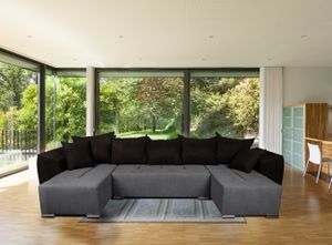 MEBLITO Ecksofa Eckcouch mit Schlaffunktion Olivet U Form Bettkasten Couch Sofagarnitur Big Sofa  Automat DL